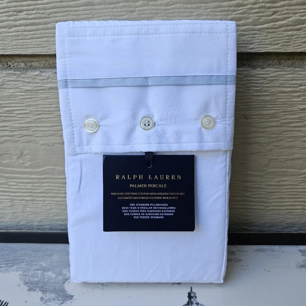 NWT Ralph Lauren Organic Cotton Palmer Percale Standard Pillowcases set of 2